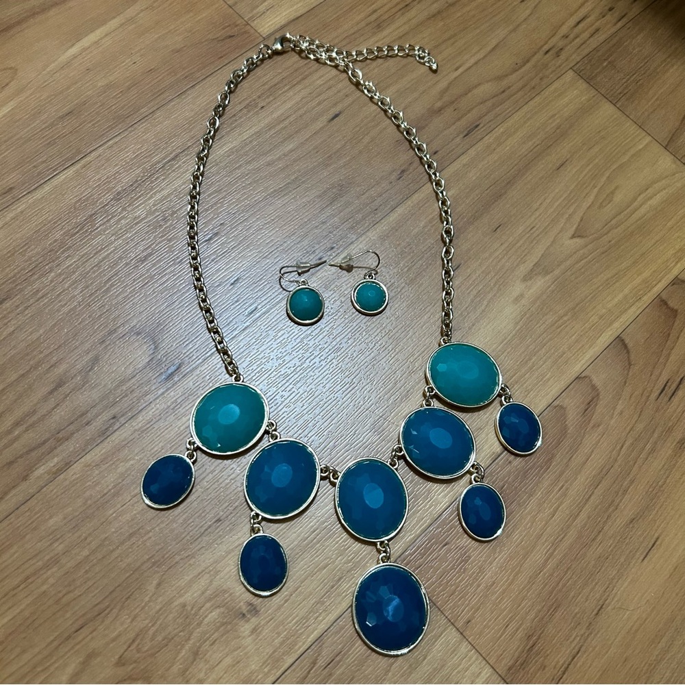 Blue and Teal Statement Necklace